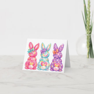 Remerciements Jolie carte de Pâques aux lapins colorés