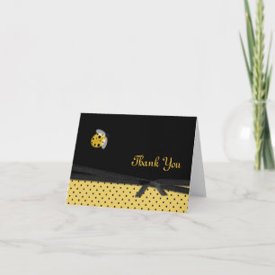 Remerciements Jolie carte de remerciement coccinelle jaune et no