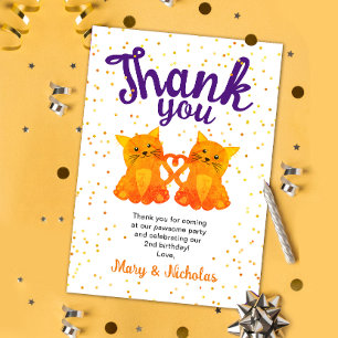 Remerciements Jolie Carte de Remerciement pour Fête avec Chatons