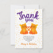 Remerciements Jolie Carte de Remerciement pour Fête avec Chatons (Devant)