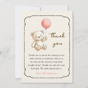 Remerciements Jolie carte de remerciement rétro Ourson pour Baby