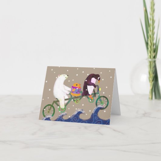Remerciements Jolie carte de vacances de l'ours d'hiver et d'ami (Devant)