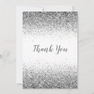 Remerciements Jolie Parties scintillant Argent Simple Carte de r