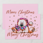 Remerciements Joyeuse carte d'ours de Noël (Devant / Derrière)