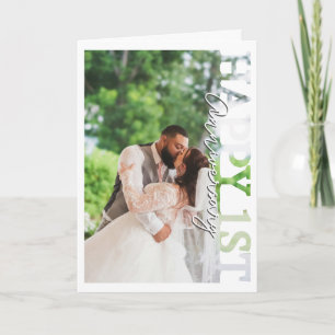 Remerciements Joyeux 1er anniversaire de mariage Carte photo