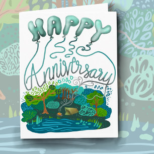 Remerciements Joyeux Anniversaire Camping Balloons carte de voeu