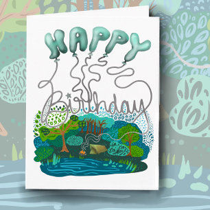 Remerciements Joyeux Anniversaire Camping Balloons carte de voeu