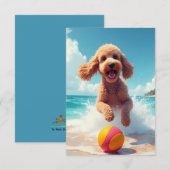 Remerciements Joyeux caniche à la carte de note de plage (Devant / Derrière)