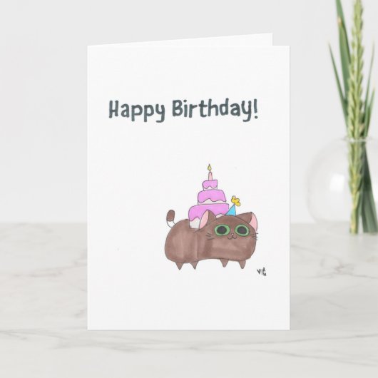 Remerciements Joyeux Chat d'Anniversaire avec carte de gâteau (Devant)