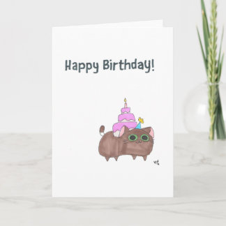 Remerciements Joyeux Chat d'Anniversaire avec carte de gâteau