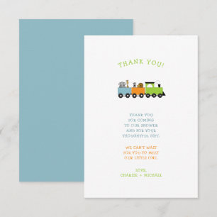 Remerciements JUNGLE ANIMAL TRAIN carte de remerciement pour bab