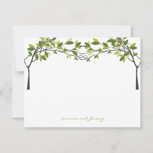Remerciements Knott Love Trees Mariage Monogramme Carte de remer (Devant)