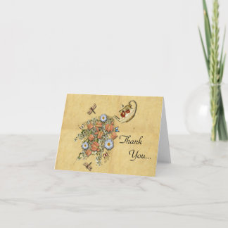 Remerciements La théière avec le ressort fleurit la carte de