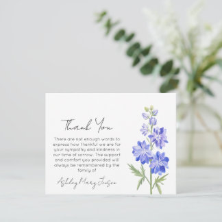 Remerciements Larkspur | Carte de remerciement pour deuil 