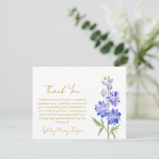 Remerciements Larkspur | Carte de remerciement pour deuil 