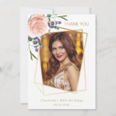 Remerciements Lavender rose floral photo d'anniversaire Carte de (Devant)