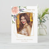 Remerciements Lavender rose floral photo d'anniversaire Carte de (Debout devant)