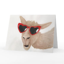 Llamas in Shades : Février Carte de voeux 8.5"x11"