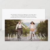 Remerciements Love & Thanks Retro Script Mariage Carte de remerc (Devant / Derrière)