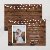 Remerciements Lumière en bois de fiançailles de carte de (Devant / Derrière)
