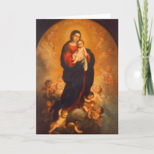 Remerciements Madonna et l'enfant en gloire ... Carte de Noël