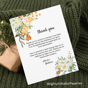 Remerciements Magnolias, Kumquat Baby shower Carte de remercieme