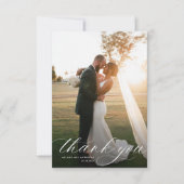 Remerciements mariage de calligraphie blanche simple carte de re (Devant)