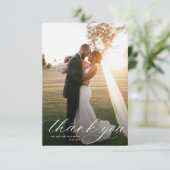 Remerciements mariage de calligraphie blanche simple carte de re (Debout devant)