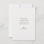 Remerciements mariage de calligraphie blanche simple carte de re (Dos)