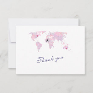 Remerciements Mariage de carte du monde de destination personnal