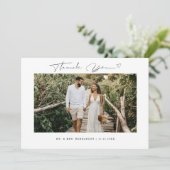 Remerciements Mariage de script moderne 2 photos Carte de remerc (Debout devant)