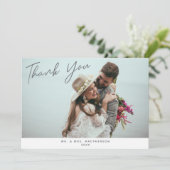 Remerciements Mariage de script moderne photo plat Carte de reme (Debout devant)