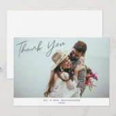 Remerciements Mariage de script moderne photo plat Carte de reme (Devant / Derrière)