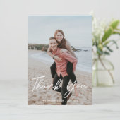Remerciements Mariage de script moderne photo plat Carte de reme (Debout devant)