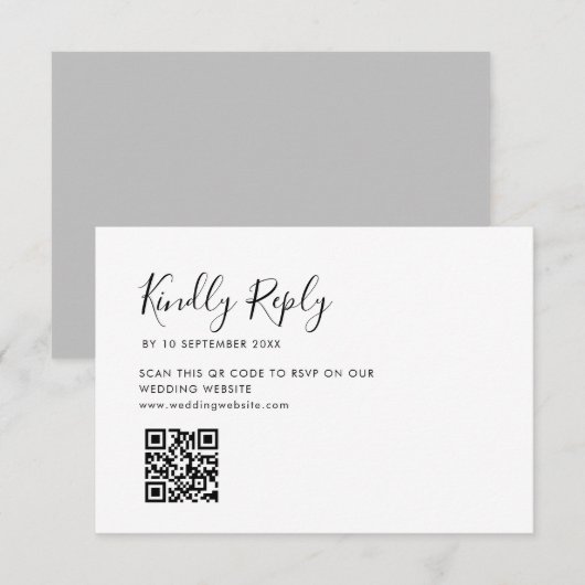 Remerciements mariage de script simple code QR carte RSVP (Devant / Derrière)