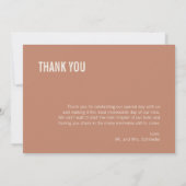 Remerciements Mariage de typographie Boho simple Carte de remerc (Dos)