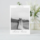 Remerciements Mariage photo moderne à script simple Carte de rem (Debout devant)