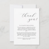 Remerciements Mariage photo moderne à script simple Carte de rem (Dos)