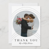 Remerciements Mariage photo noir blanc moderne carte de remercie (Devant)