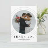 Remerciements Mariage photo noir blanc moderne carte de remercie (Debout devant)