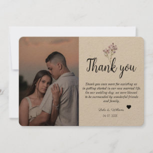 Remerciements Mariage texte Calligraphie simple Carte de remerci