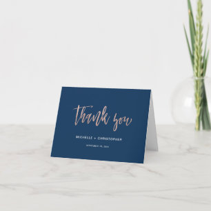 Remerciements Marine & Rose Gold Glam Chic Folk Carte de remerci