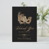 Remerciements Masquerade Party Chic or plat Carte de remerciemen (Debout devant)