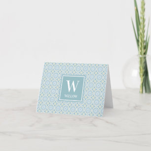 Remerciements Médaillon bleu moderne Monogramme Carte de remerci