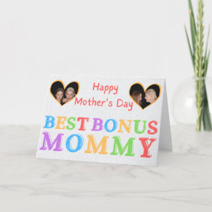 Remerciements Meilleur Bonus Maman Photo personnalisée Carte de 