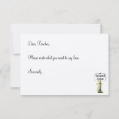 Remerciements Merci! Carte pour le principal enseignant de l'éco (Dos)