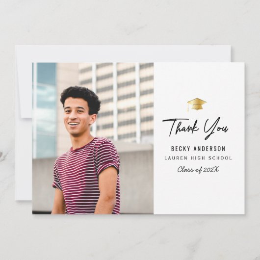 Remerciements MERCI| Carte simple de fin d'études secondaires (Devant)