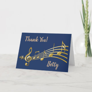 Remerciements Merci, Musique, Personnalisé, Carte de vœux bleue