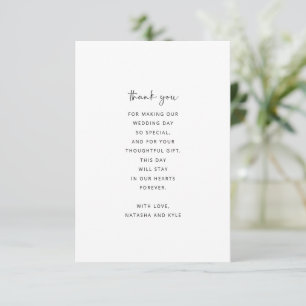 Remerciements Message de remerciement de mariage doux Carte noir