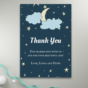 Remerciements Midnight Blue Moon & Stars Élégant Carte de remerc